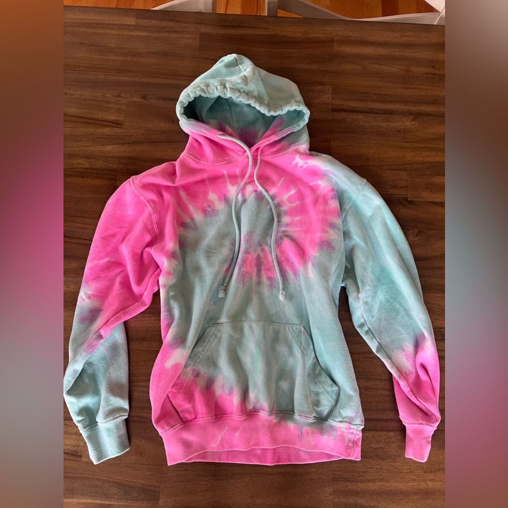 pink and blue tie dye hoodie